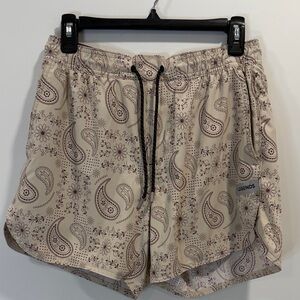 Legends Men's Paisley Print Athletic Shorts - Cream and Brown